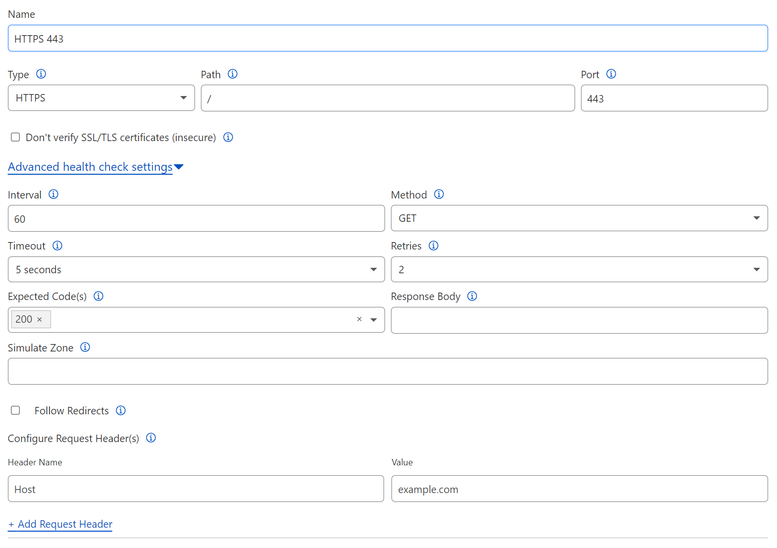 HTTPS health monitor to monitor the status of an endpoint